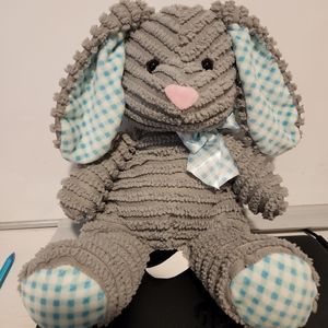 Hug Fun grey chenille bunny. 14" tall.